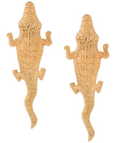 Natia X Lako Large Crocodile Earrings - Metallic