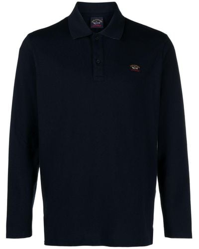 Paul & Shark Logo-patch Cotton Polo Shirt - Blue