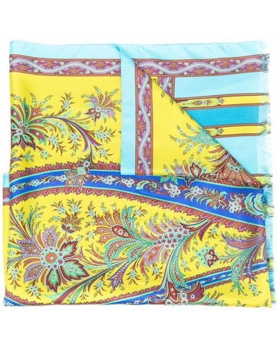 Etro Paisley-pattern Silk Scarf - Yellow