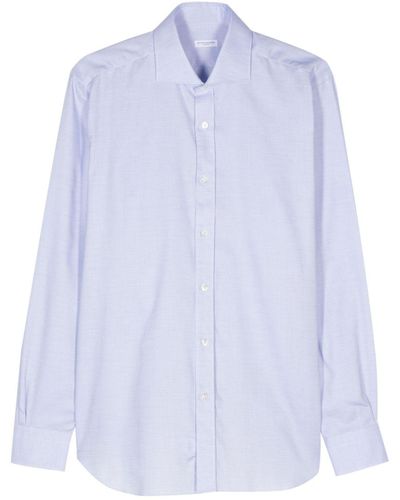 Barba Napoli Patterned-jacquard Cotton Shirt - Blue