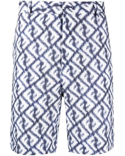 Fendi Monogram-print Chino Shorts - Blue