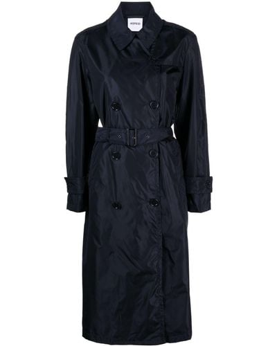 Aspesi Double-breasted Belted Trench Coat - Blue