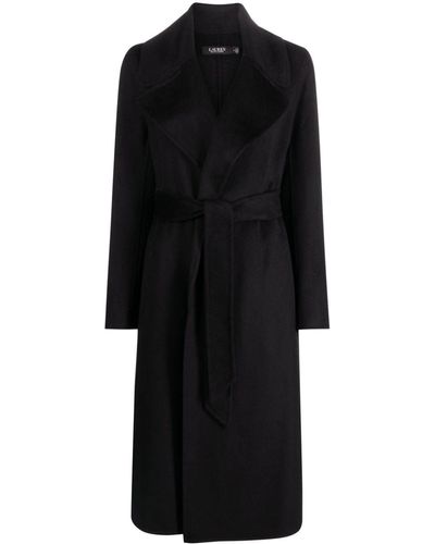Lauren by Ralph Lauren Belted Wool-blend Wrap Coat - Black