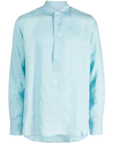 Orlebar Brown Percy Washed Linen Shirt - Blue