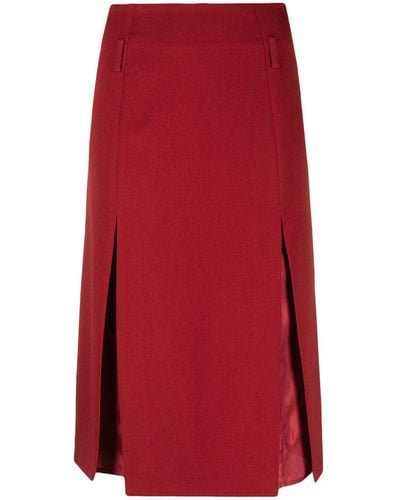 Victoria Beckham Double Layer Slit Midi Skirt - Red