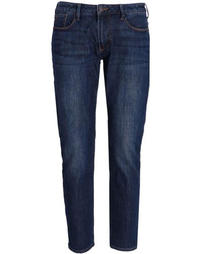 Emporio Armani Ausgeblichene Slim-Fit-Jeans - Blau