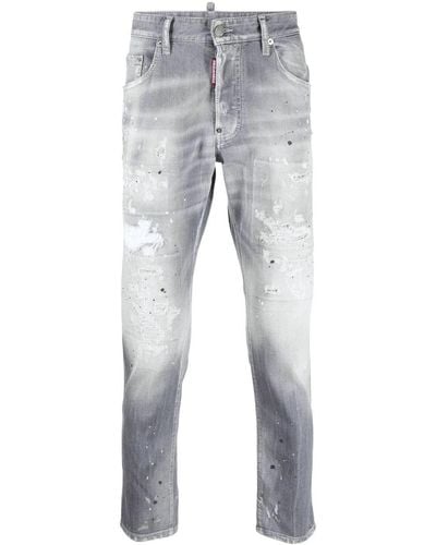 DSquared² Gerade Jeans mit Acid-Wash-Effekt - Grau
