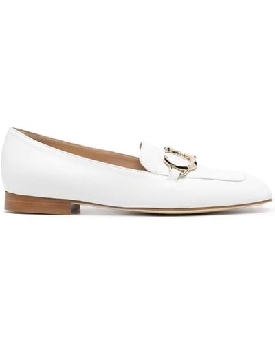 Casadei Logo Plaque Leather Loafers - White