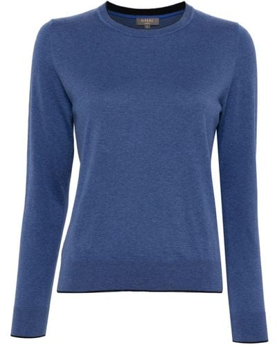 N.Peal Cashmere Crew-neck fine-knit jumper - Bleu