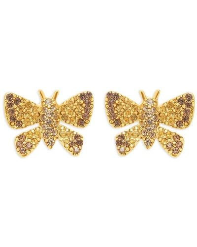 Oscar de la Renta Small Butterfly Crystal Earrings - Metallic