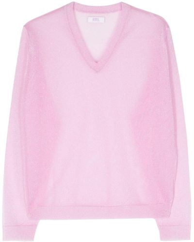 ERL V-neck Lurex Sweater - Pink