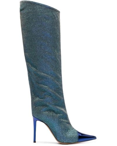 Alexandre Vauthier 100mm Iridescent-effect Pointed Boots - Blue