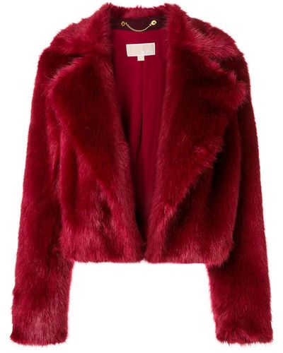 MICHAEL Michael Kors Cropped Faux Fur Jacket - Red