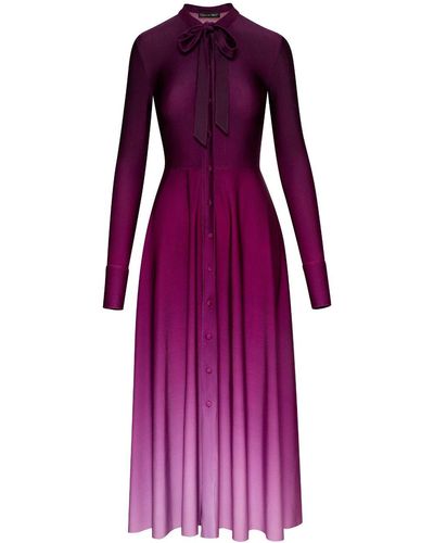 Oscar de la Renta Button Front Ombre Jersey Dress - Purple