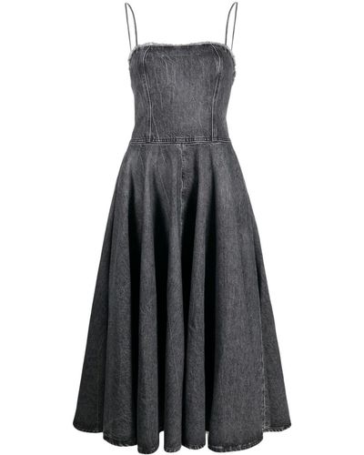 Haikure Flared Denim Midi Dress - Gray