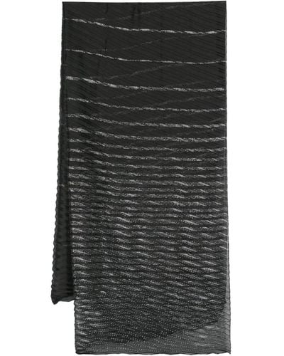 Emporio Armani Striped Pleated Scarf - Black