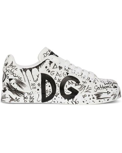 Dolce & Gabbana Leather Logo Sneakers - White