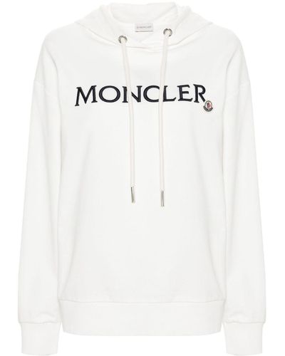 Moncler Felpa Con Cappuccio E Logo - White