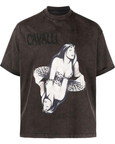 Roberto Cavalli Graphic-print T-shirt - Black