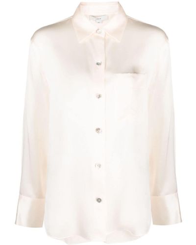 Vince Long-sleeve Silk Shirt - White