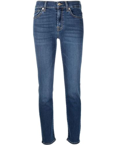 7 For All Mankind ローライズ スキニージーンズ - ブルー