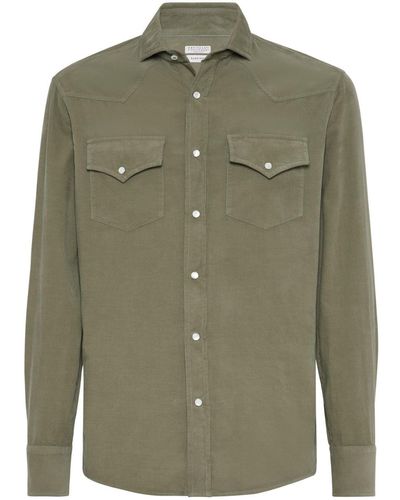 Brunello Cucinelli Denim Cotton Shirt - Green