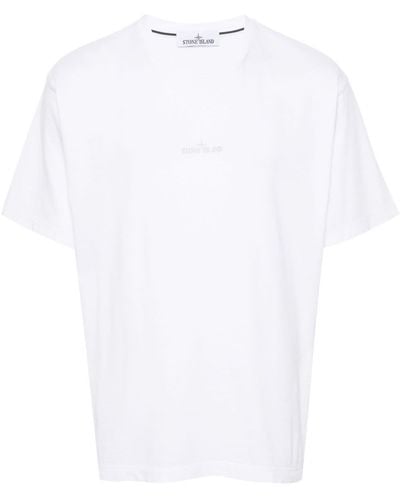 Stone Island T-Shirt mit Scratched Paint One-Print - Weiß