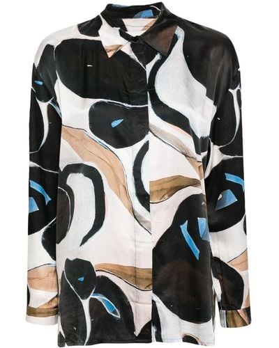 Munthe Abstract-print Spread-collar Shirt - Black