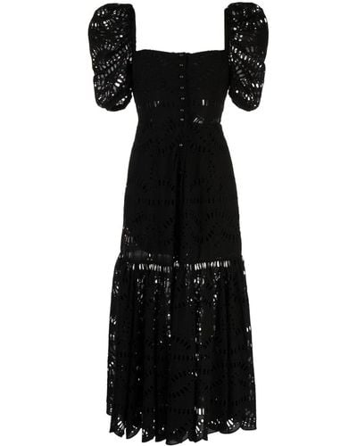 Charo Ruiz Midi-jurk Met Pofmouwen - Zwart