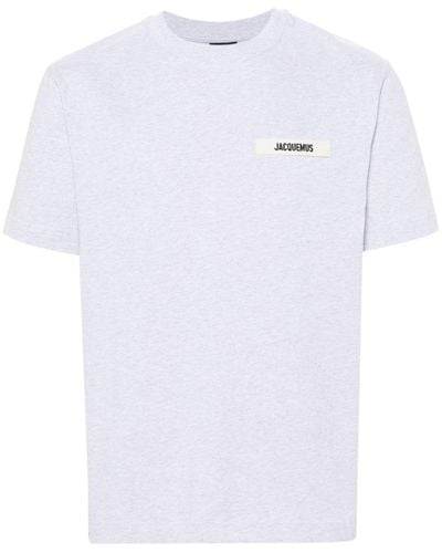 Jacquemus T-shirt in jersey di cotone con logo ricamato e finiture in gros-grain - Bianco