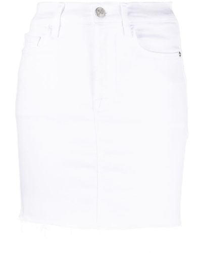 FRAME Raw-hem Denim Miniskirt - White