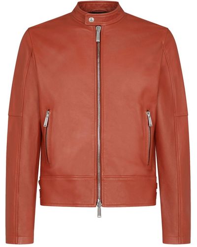 DSquared² Leather Biker Jacket - Orange