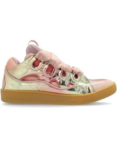 Lanvin Curb Metallic Leather Trainers - Pink