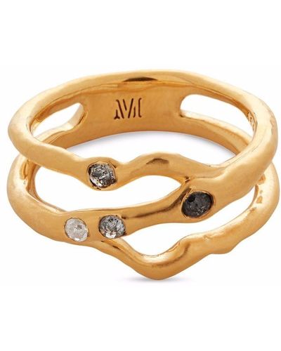 Monica Vinader X Mother of Pearl Galaxy Ring mit Diamanten - Mettallic