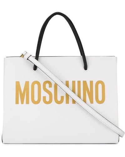 Moschino モスキーノ ロゴプリント ハンドバッグ - ホワイト
