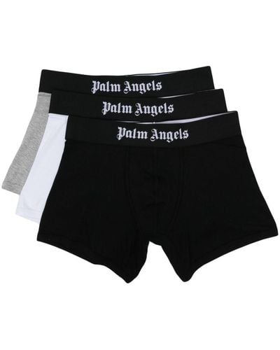 Palm Angels Boxer Briefs With Logo Waistband Pack Of 3 - Black