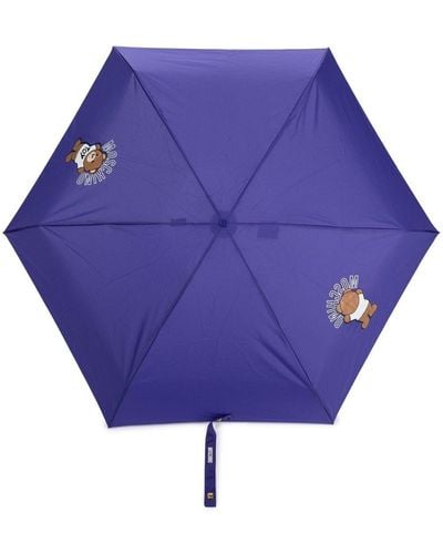 Moschino Regenschirm mit Teddy-Print - Blau