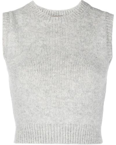 Peserico Crew-neck Sleeveless Top - Grey