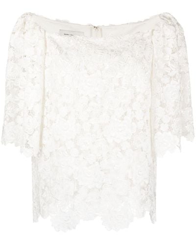 Gemy Maalouf Off-shoulder Floral-lace Blouse - White