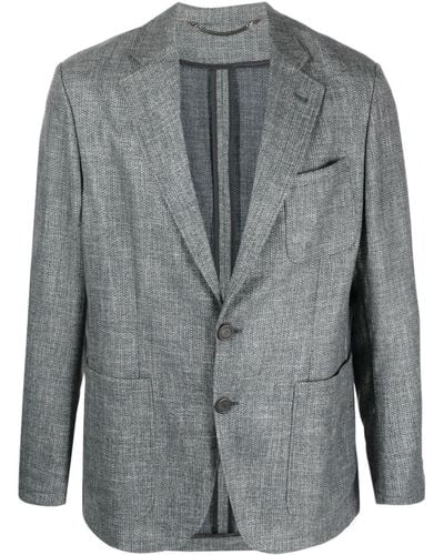 Canali Single-breasted Wool-blend Blazer - Gray