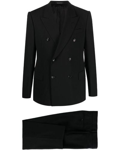 Emporio Armani Notched-lapel Double-breasted Suit - Black