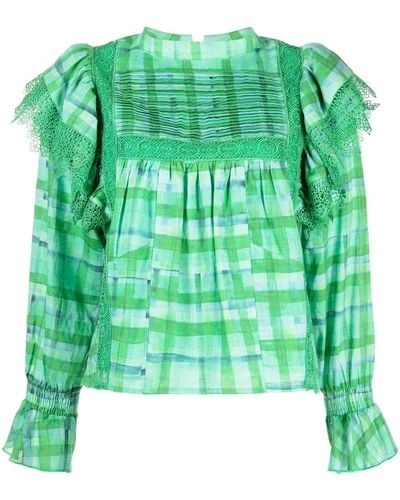 We Are Kindred Chloe Check-pattern Blouse - Green
