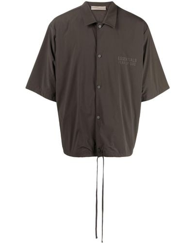 Fear Of God Rubberised-logo Short-sleeve Shirt - Grey