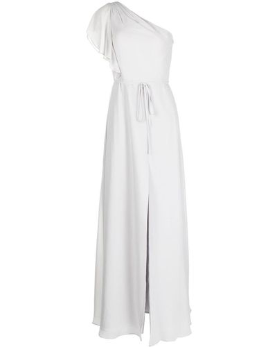 Marchesa Tied-waist Single-shoulder Dress - White
