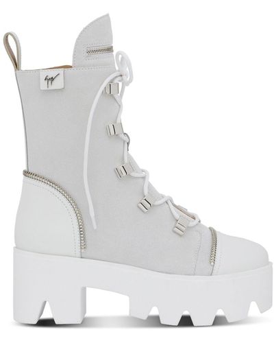 Giuseppe Zanotti Juliett Platform Lace-up Boots - White