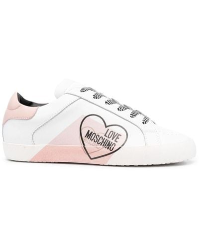 Love Moschino Sneakers mit Logo-Print - Weiß