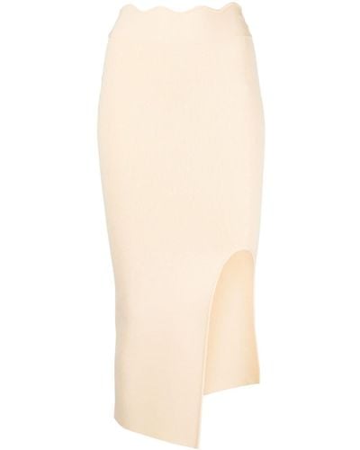 Galvan London Delia Scalloped Midi Skirt - White