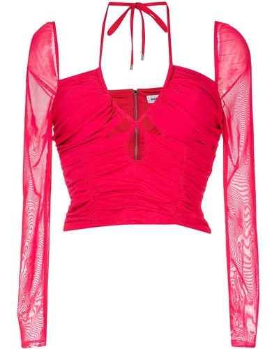 Self-Portrait Fuchsia Jersey Cut-out Top - Red