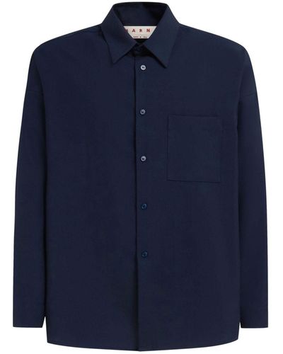 Marni ロゴ ウールシャツ - ブルー