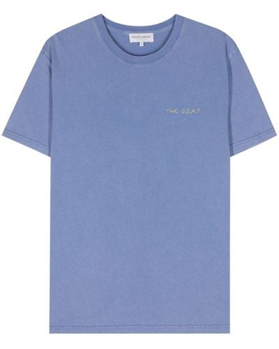 Maison Labiche T-Shirt mit Slogan-Stickerei - Blau
